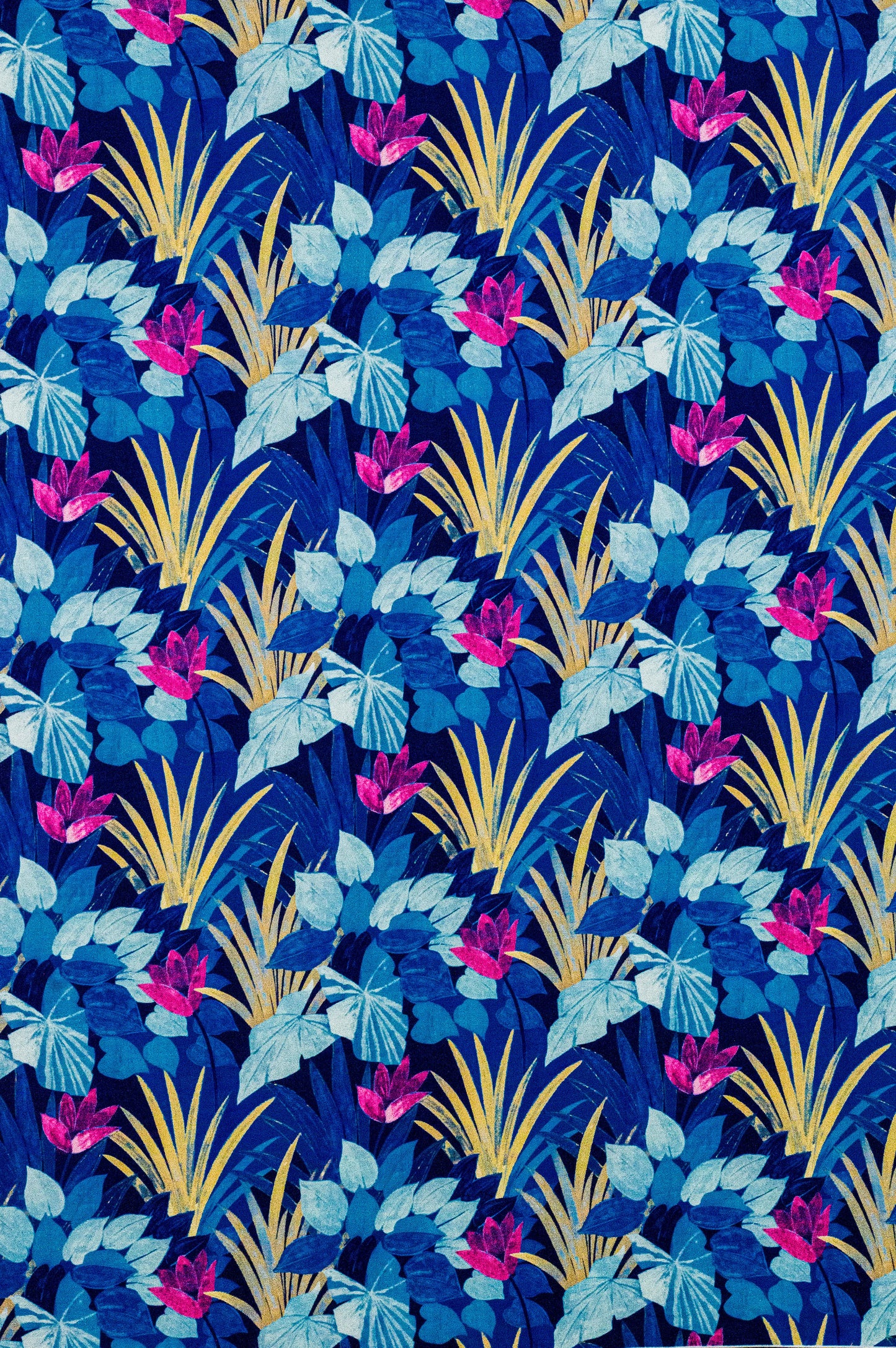 Tropical Print Jungle Blue Fabric