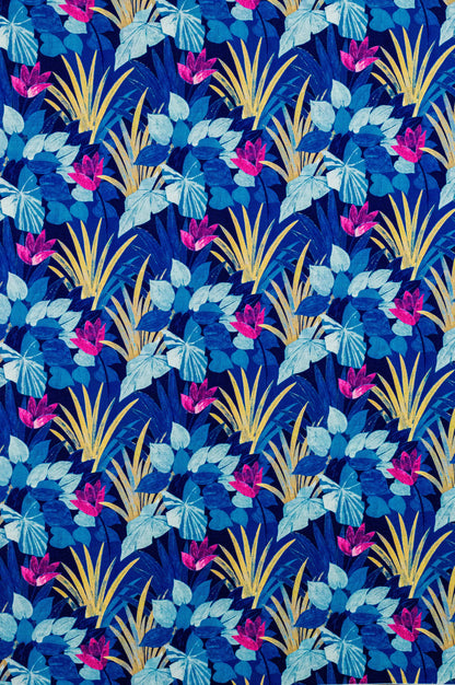 Tropical Print Jungle Blue Fabric