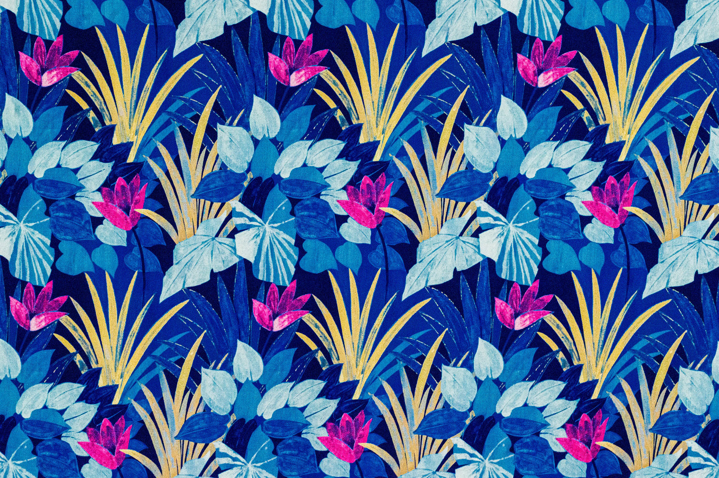 Tropical Print Jungle Blue Fabric