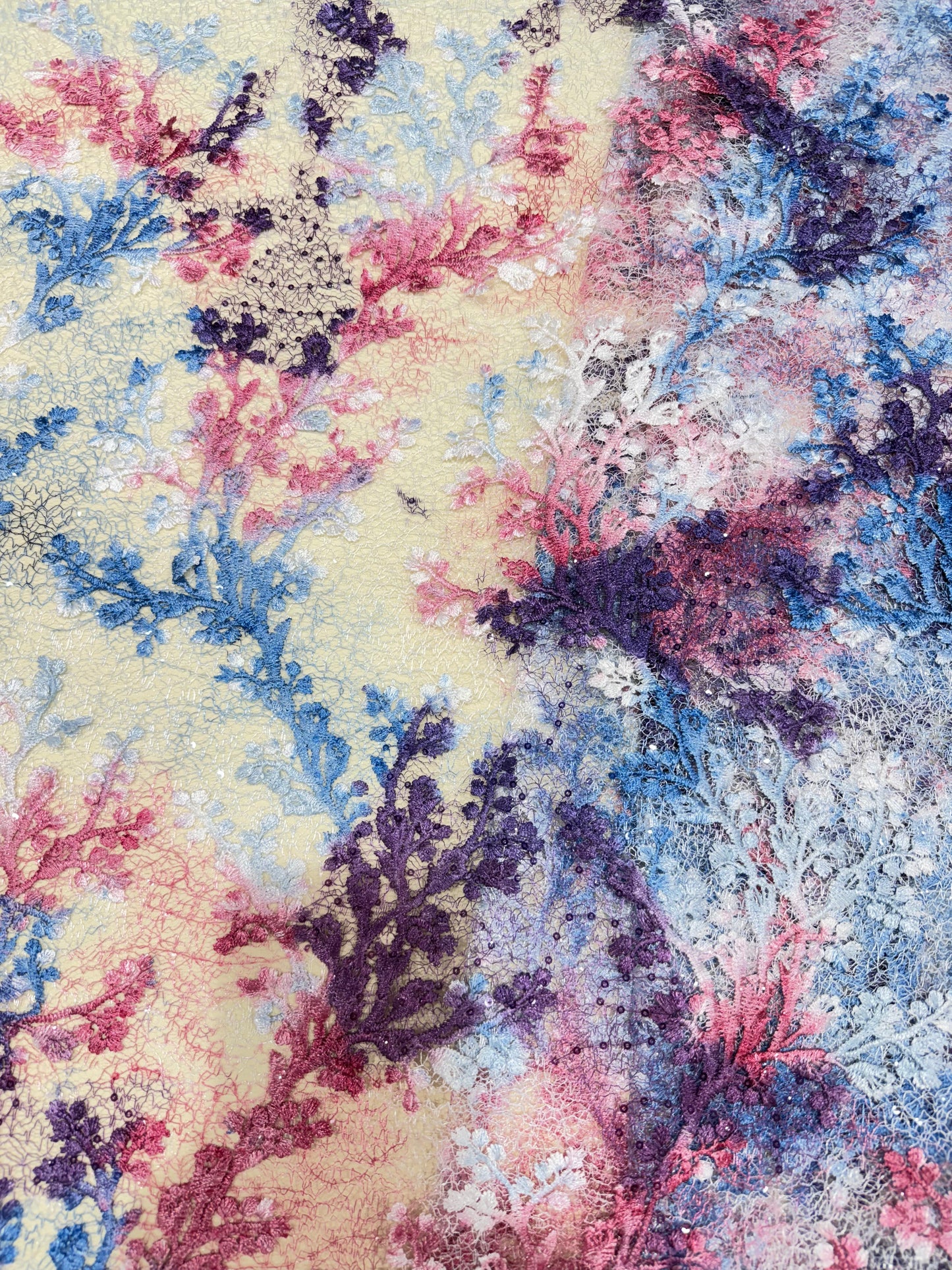 Purple &Blue Blossom  Garden Lace 56" Fabric