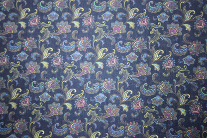 Cotton Viscose Small Floral Navy Blue