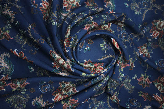 Cotton Viscose Chinese Navy Blue