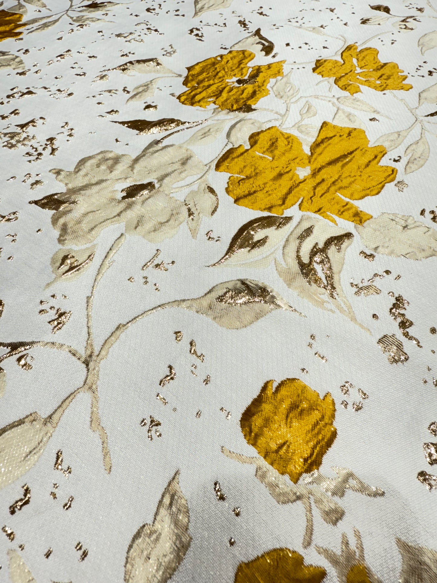 Yellow Floral Golden Brocade 56" Fabric