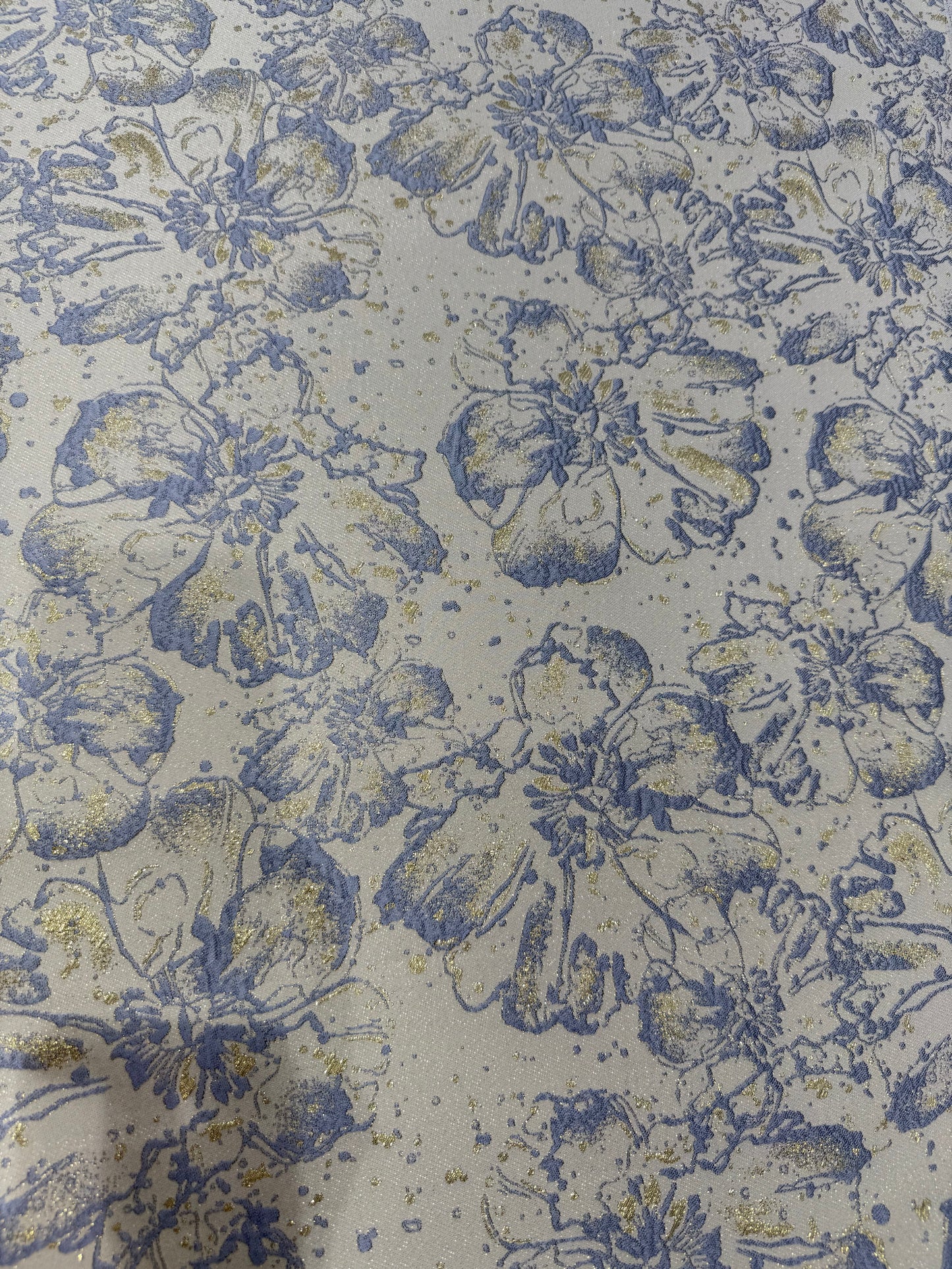 Grey Floral Golden Brocade 56" Fabric