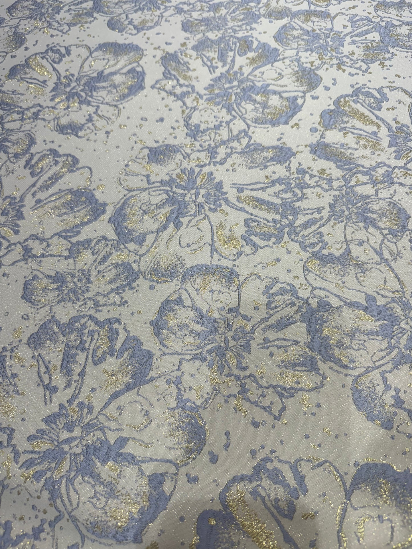 Grey Floral Golden Brocade 56" Fabric