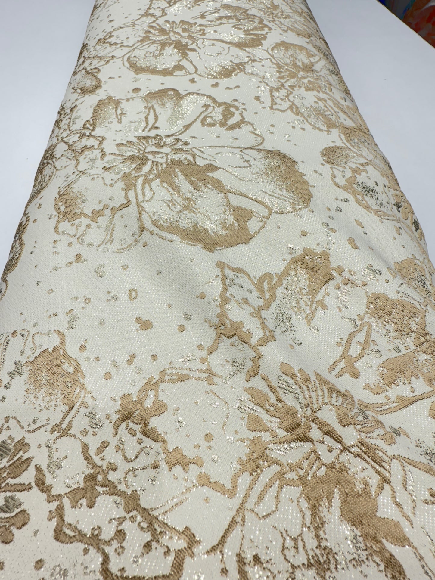 Brown Floral Golden Brocade 56" Fabric