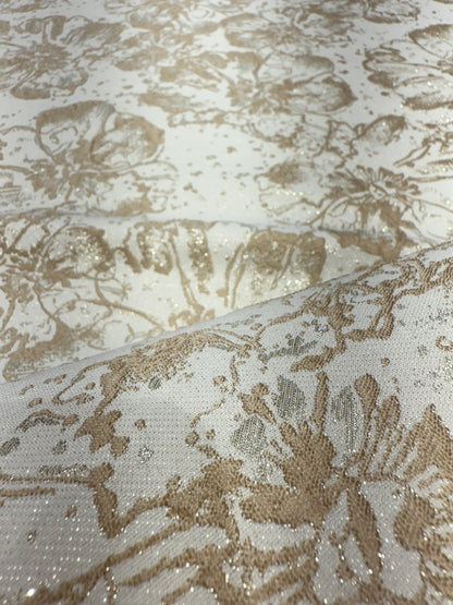 Brown Floral Golden Brocade 56" Fabric