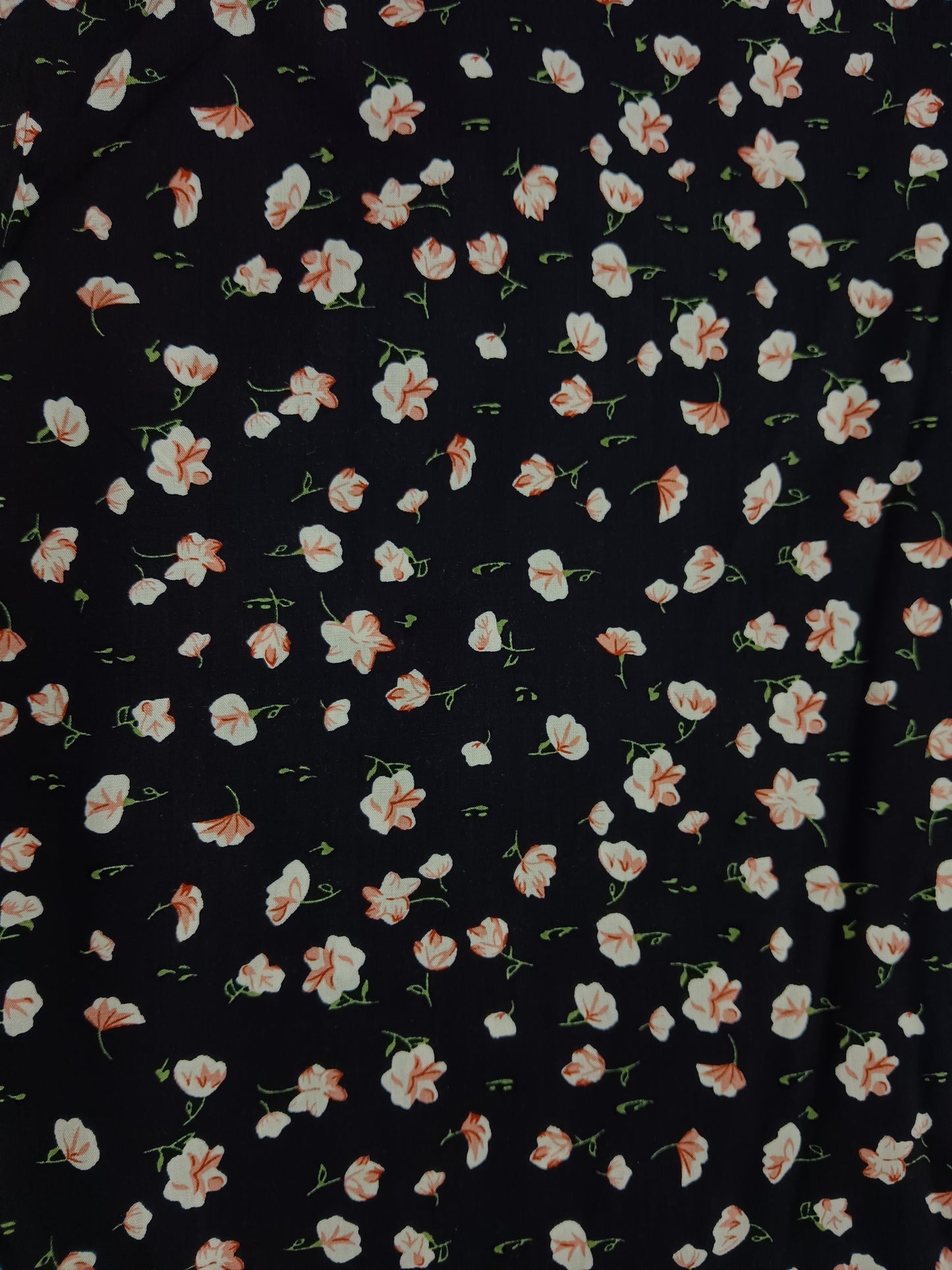 Floral on Black 58"Fabric