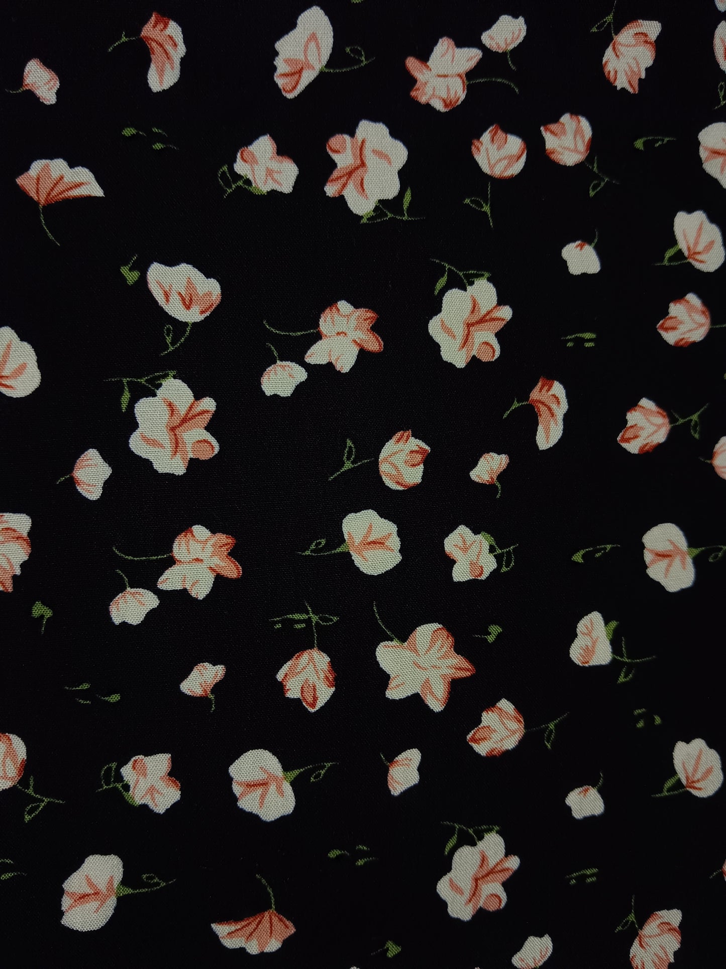 Floral on Black 58"Fabric