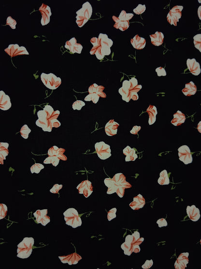 Floral on Black 58"Fabric