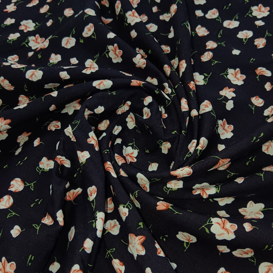 Floral on Black 58"Fabric