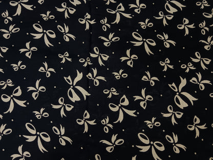 Beige Bow on Black 58"Fabric