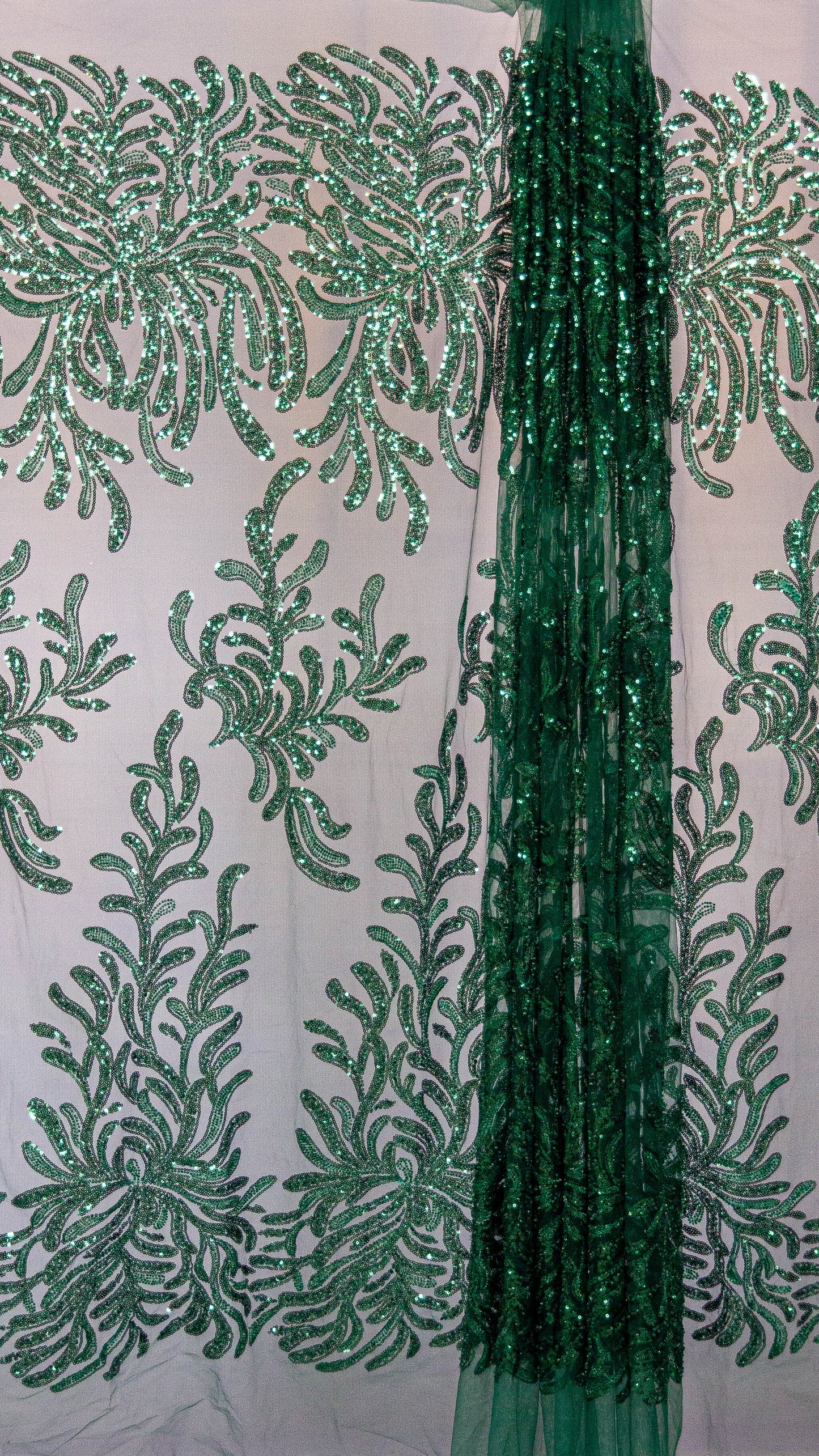 Wavy Floral Bottle Green 54" Lace Fabric