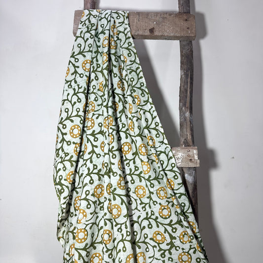 Mul Cotton Stem Print Organic Handloom printed fabric