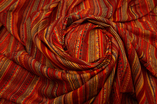 Cotton Viscose Stripes Tiger Orange