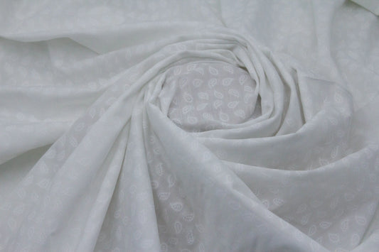 Cotton Self Design Emboss Leaves Fabric