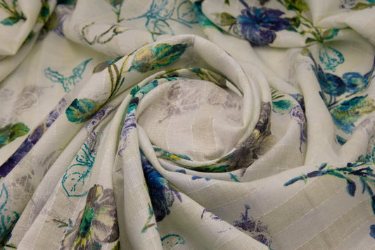 Cotton Embroidery Green Fabric