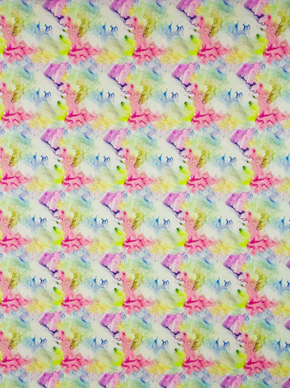 Printed Pastel Abstract Watercolor Peach & pista green Fabric