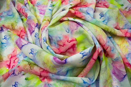 Printed Pastel Abstract Watercolor Peach & pista green Fabric