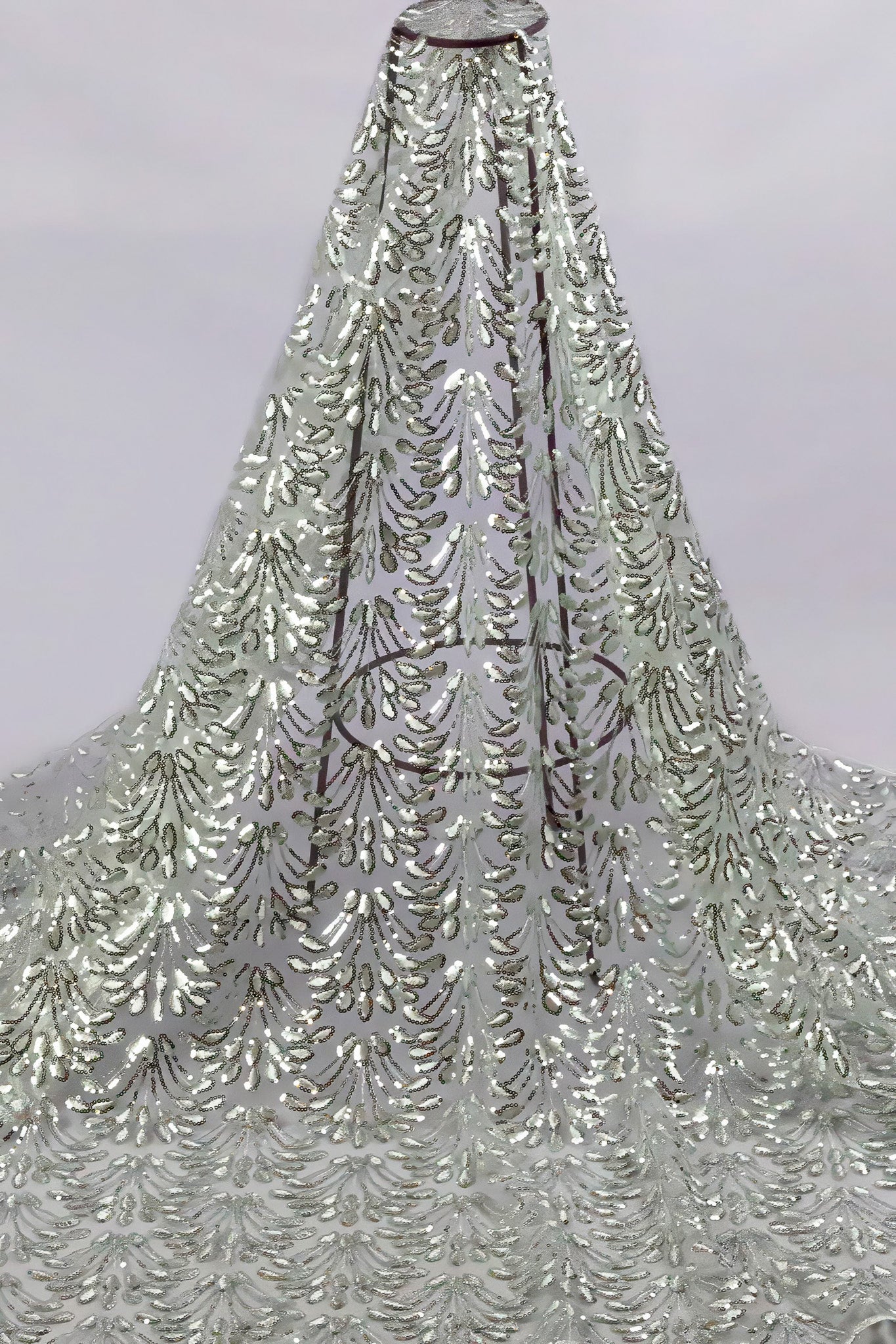 Zeya Floral Net Sequin Lace Silver 54" Fabric