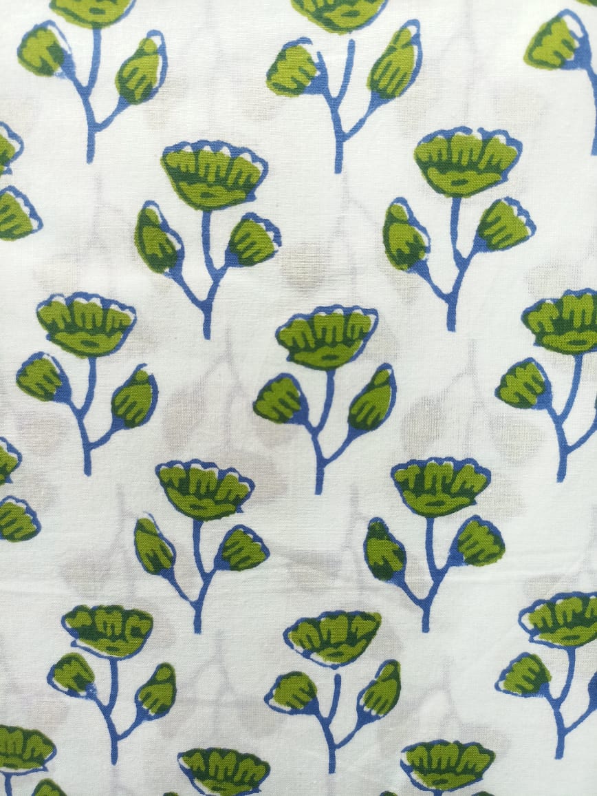 Mul Cotton Grass Print organic handloom printed fabric