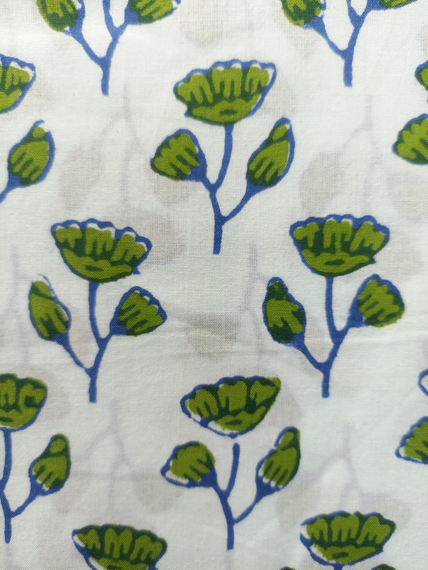 Mul Cotton Grass Print organic handloom printed fabric