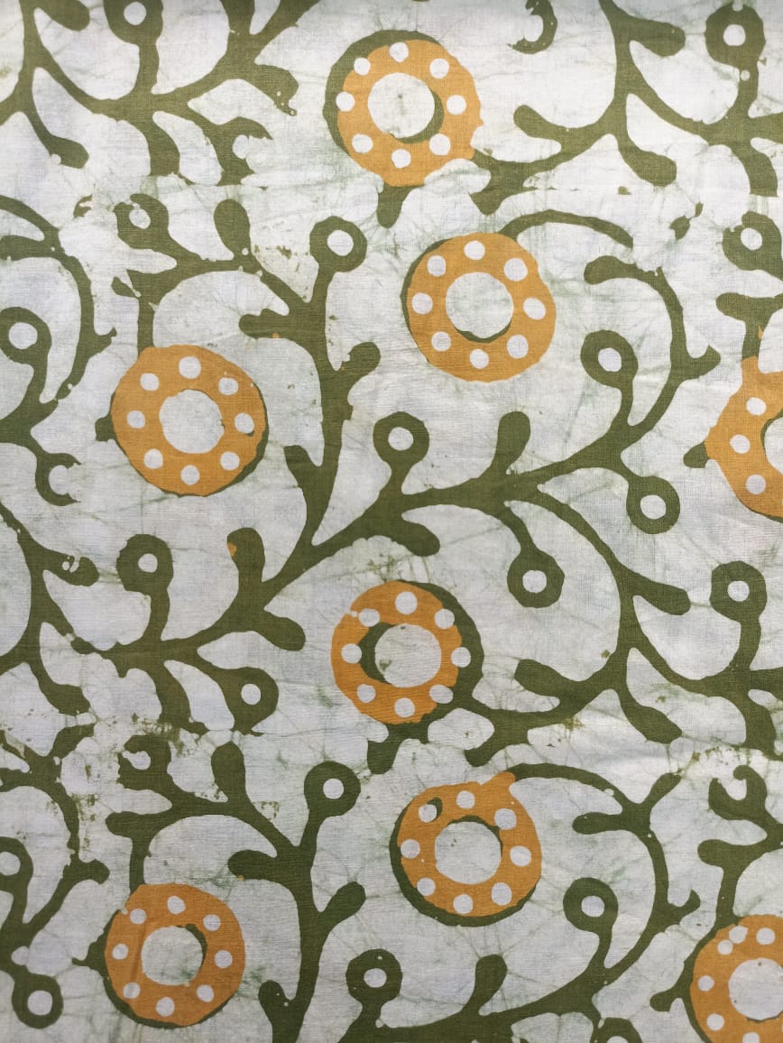 Mul Cotton Stem Print Organic Handloom printed fabric