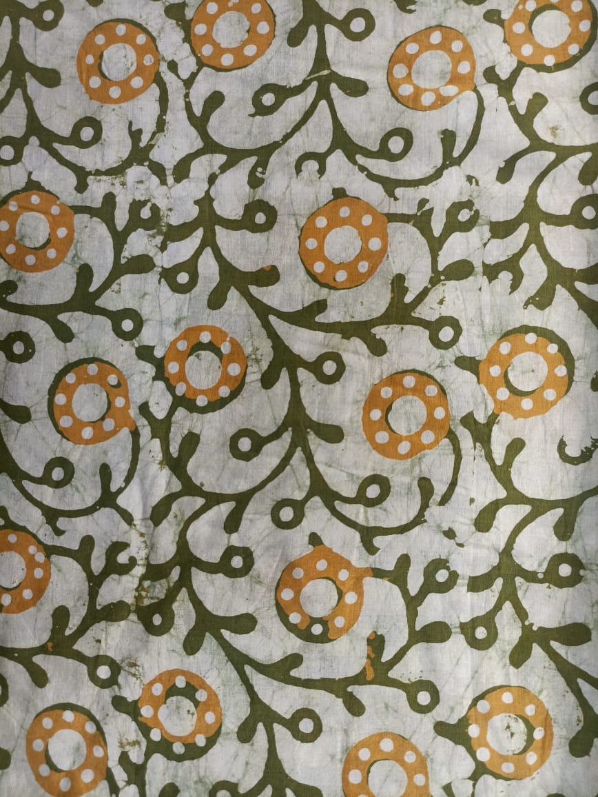 Mul Cotton Stem Print Organic Handloom printed fabric